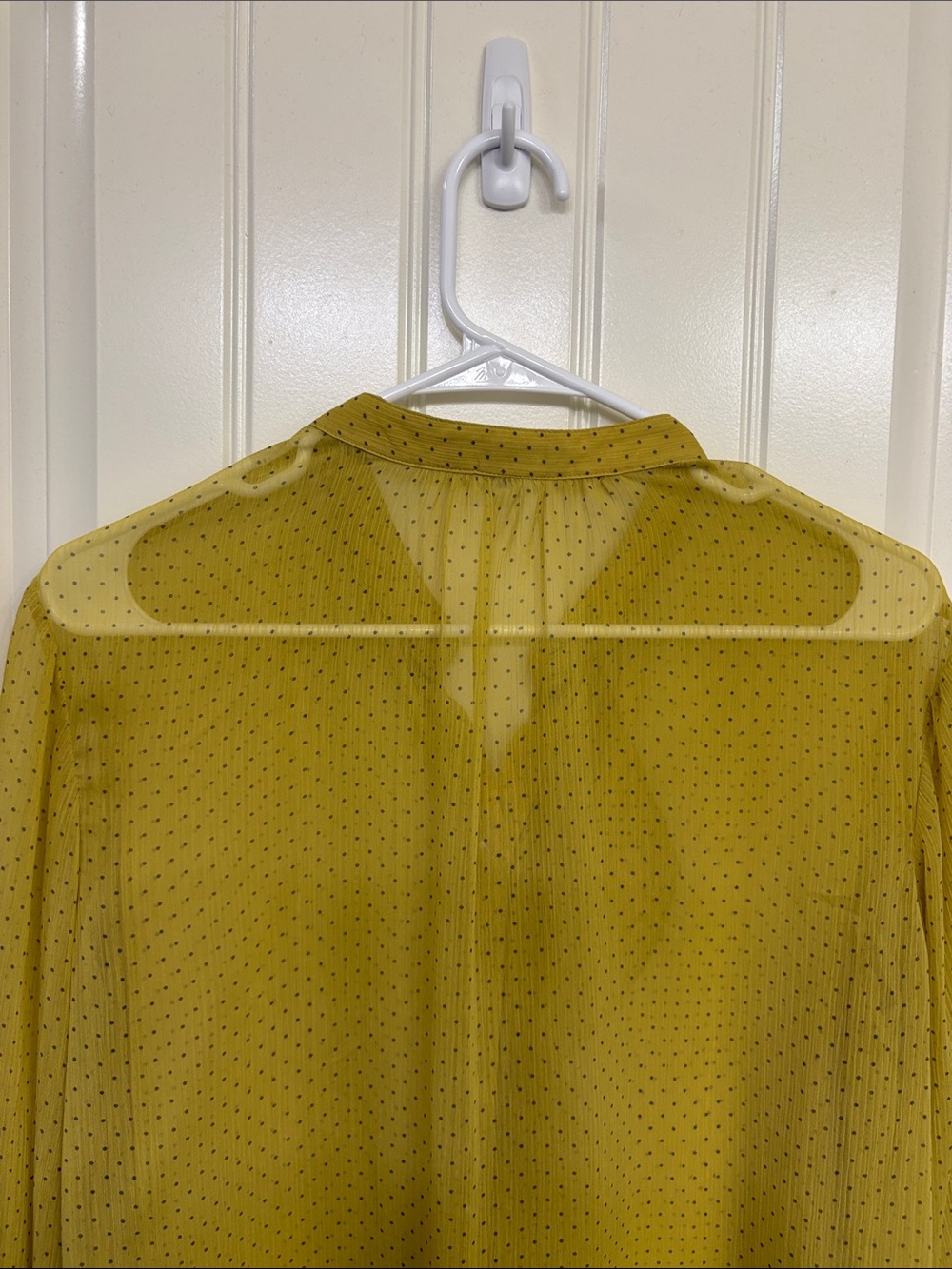 Banana Republic Olive-Yellow Ruffle Button-Front Sheer Blouse - Picture 9 of 9